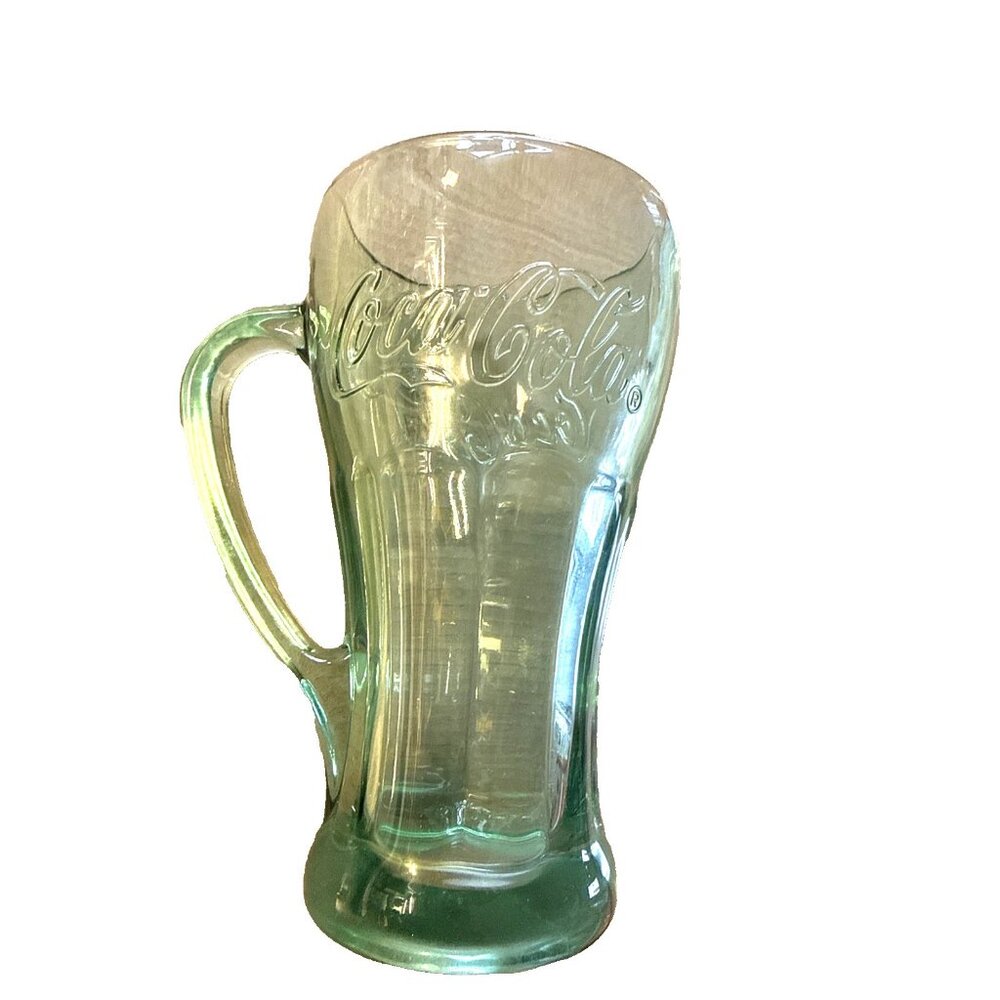 Vintage Rare Libbey Coca Cola Coke Glass Mug with Handle Thick Green Heavy Glass - Picture 2 of 12
